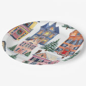 ヴィンテージクリスマスハウス紙プレート ペーパープレート (アングル)