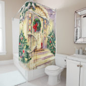 ヴィンテージクリスマスハウス シャワーカーテン (インサイチュ)