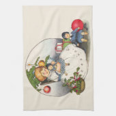 ヴィンテージクリスマスハッピーガール遊ズと人形 キッチンタオル (縦)