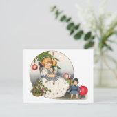 ヴィンテージクリスマスハッピーガール遊ズと人形 シーズンポストカード (スタンド正面)