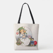 ヴィンテージクリスマスハッピーガール遊ズと人形 トートバッグ (裏面)