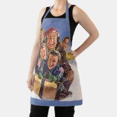 ヴィンテージクリスマスハッピーファミリートボガンスレディング エプロン (インサイチュ)