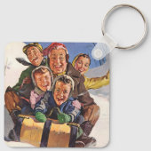 ヴィンテージクリスマスハッピーファミリートボガンスレディング キーホルダー (裏面)