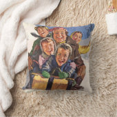 ヴィンテージクリスマスハッピーファミリートボガンスレディング クッション (ブランケット)