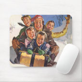 ヴィンテージクリスマスハッピーファミリートボガンスレディング マウスパッド (マウス)