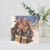 ヴィンテージクリスマスハッピーファミリートボガンスレディング 招待状 (スタンド正面)