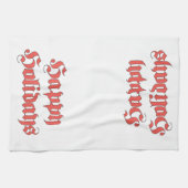 ヴィンテージクリスマスハッピーホリデーズ文字赤い文字 キッチンタオル (横)