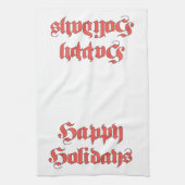 ヴィンテージクリスマスハッピーホリデーズ文字赤い文字 キッチンタオル (縦)