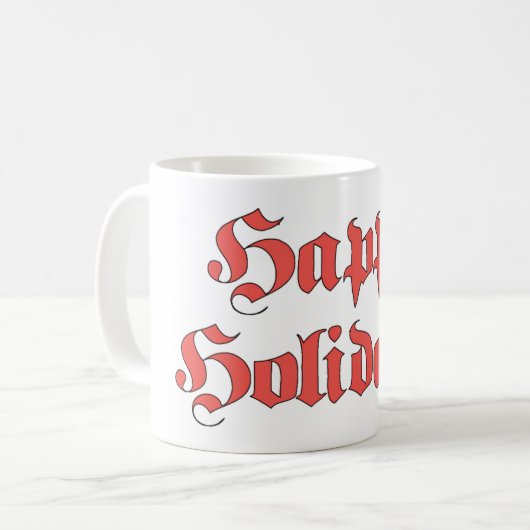 ヴィンテージクリスマスハッピーホリデーズ文字赤い文字 コーヒーマグカップ (正面左)