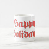 ヴィンテージクリスマスハッピーホリデーズ文字赤い文字 コーヒーマグカップ (中央)