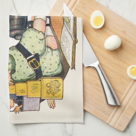 ヴィンテージクリスマスハッピーボーイ遊ズのおもちゃつき キッチンタオル (四つ折り)