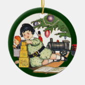 ヴィンテージクリスマスハッピーボーイ遊ズのおもちゃつき セラミックオーナメント (正面)