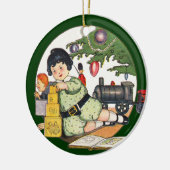 ヴィンテージクリスマスハッピーボーイ遊ズのおもちゃつき セラミックオーナメント (左)