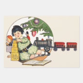 ヴィンテージクリスマスハッピーボーイ遊ズのおもちゃつき ラッピングペーパーシート (正面3)