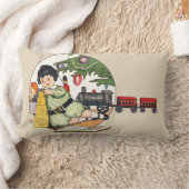 ヴィンテージクリスマスハッピーボーイ遊ズのおもちゃつき ランバークッション (ブランケット)