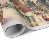 ヴィンテージクリスマスハヌッカホリデーウィンターシーン ラッピングペーパー (ロールコーナー)