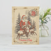 ヴィンテージクリスマスハンドドロッドフラットホリデー 招待状 (スタンド正面)