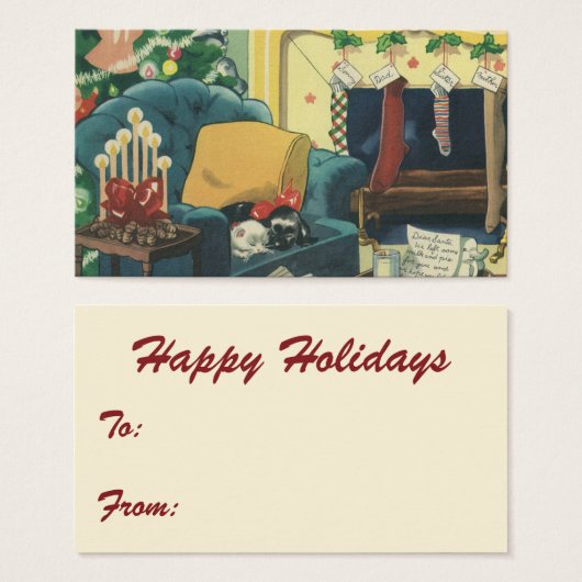 ヴィンテージクリスマスハンヌカのペットがリビングルームに (正面&裏面)