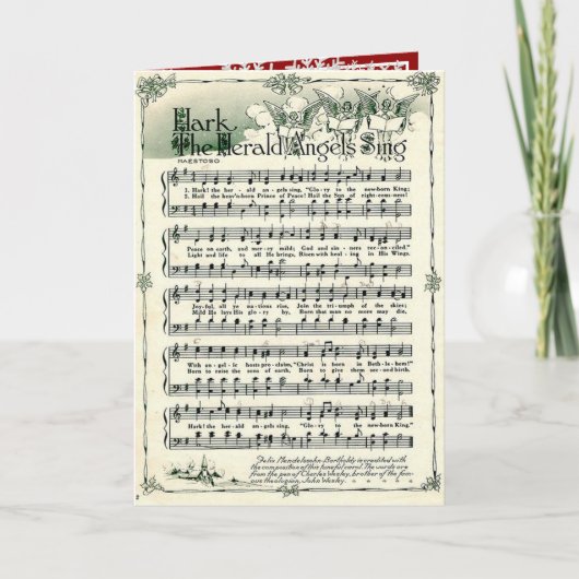 ヴィンテージクリスマスハークザヘラルドエンジェルス歌 シーズンカード (正面)