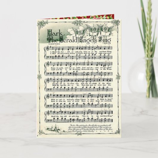 ヴィンテージクリスマスハークザヘラルドエンジェルス歌 シーズンカード (正面)