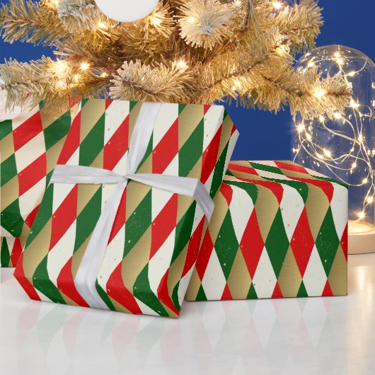 ヴィンテージクリスマスハーレクインダイヤモンド ラッピングペーパー (クリスマス)
