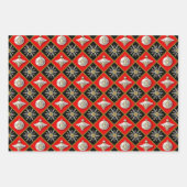 ヴィンテージクリスマスハーレクインパターン ラッピングペーパーシート (正面2)
