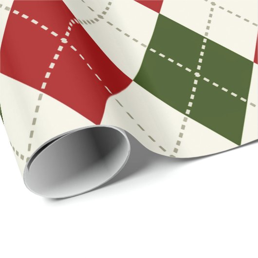 ヴィンテージクリスマスハーレクインプレイド |折り返し紙 ラッピングペーパー (ロールコーナー)