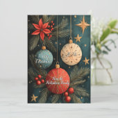 ヴィンテージクリスマスバウブルズフラットホリデーカード シーズンカード (スタンド正面)