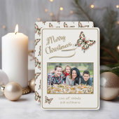 ヴィンテージクリスマスバタフライファミリーフォト シーズンカード