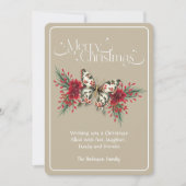 ヴィンテージクリスマスバタフライポインセチア シーズンカード (正面)