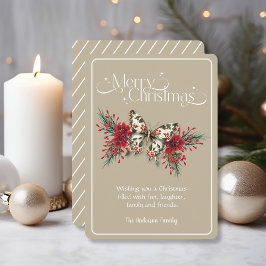 ヴィンテージクリスマスバタフライポインセチア シーズンカード