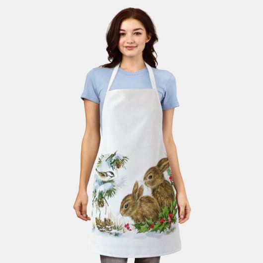 ヴィンテージクリスマスバニー エプロン (着用した状態)