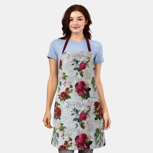 ヴィンテージクリスマスバラジョユーノールエフエメラ エプロン (着用した状態)