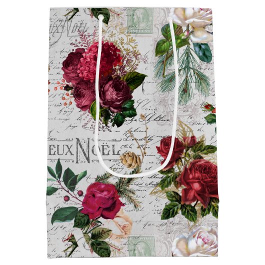 ヴィンテージクリスマスバラジョユーノールエフエメラ ミディアムペーパーバッグ (裏面)