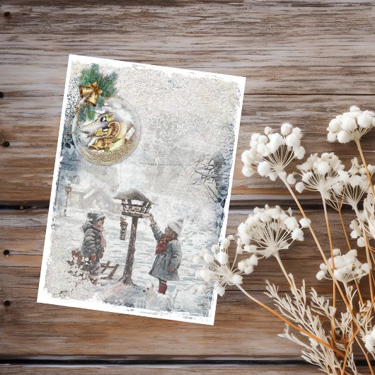 ヴィンテージクリスマスバーズスクラップブック紙