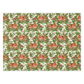 ヴィンテージクリスマスバーズホリーフェイク金ゴールドパターン テーブルクロス (正面(横))