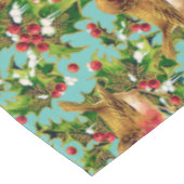 ヴィンテージクリスマスバーズホリーフェイク金ゴールドパターン テーブルクロス (アングル)