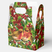 ヴィンテージクリスマスバーズホリーフェイク金ゴールドパターン フェイバーボックス (オープン)