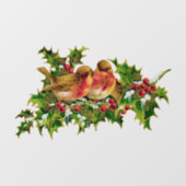 ヴィンテージクリスマスバーズホリーフェイク金ゴールド ウィンドウサイン (シート)