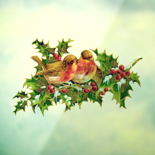 ヴィンテージクリスマスバーズホリーフェイク金ゴールド ウィンドウサイン (シート3)