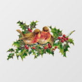 ヴィンテージクリスマスバーズホリーフェイク金ゴールド ウィンドウサイン (シート)