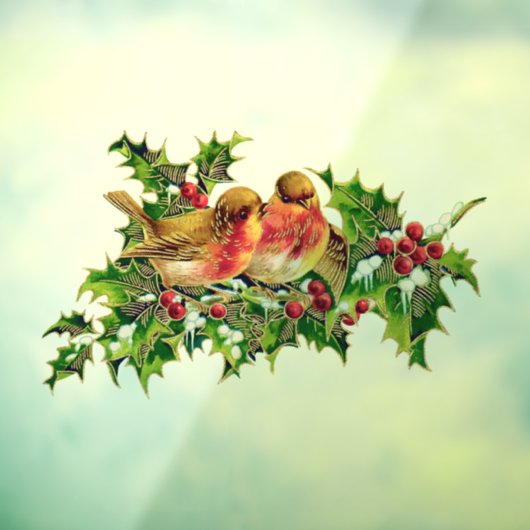 ヴィンテージクリスマスバーズホリーフェイク金ゴールド ウィンドウサイン (シート3)