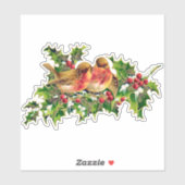 ヴィンテージクリスマスバーズホリーフェイク金ゴールド シール (シート)