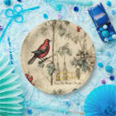 ヴィンテージクリスマスバーズホリーベリー ペーパープレート (パーティー)