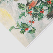 ヴィンテージクリスマスバードとホリー冬の雪 薄葉紙 (詳細)