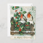 ヴィンテージクリスマスバード シーズンポストカード (正面/裏面)