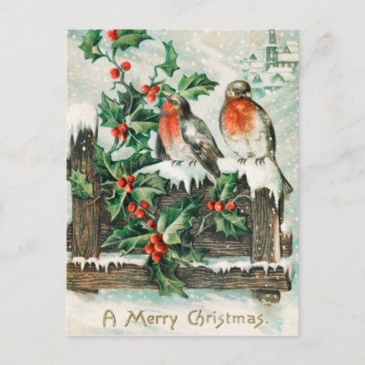 ヴィンテージクリスマスバード シーズンポストカード (正面)