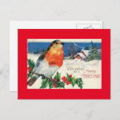 ヴィンテージクリスマスバード シーズンポストカード (正面/裏面)