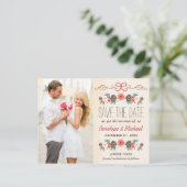 ヴィンテージクリスマスパインコーン日付を保存 案内ポストカード (スタンド正面)