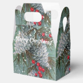 ヴィンテージクリスマスパインコーン雪の赤い果実 フェイバーボックス (オープン)